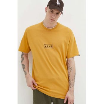 Vans tricou din bumbac culoarea galben, cu imprimeu