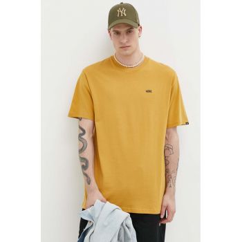 Vans tricou din bumbac culoarea galben, neted