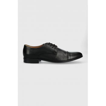 Wojas pantofi de piele barbati, culoarea negru, 1014051