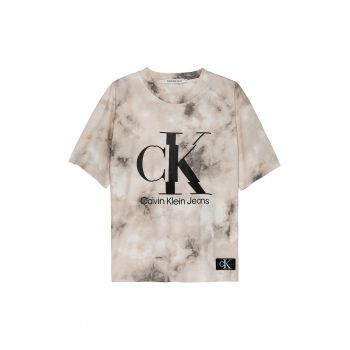 Tricou cu decolteu la baza gatului si model tie-dye