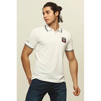 Tricou polo de bumbac cu detalii brodate