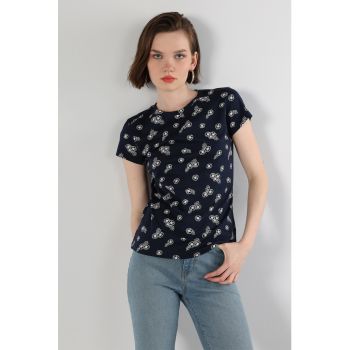 Tricou regular fit cu model floral