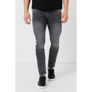 Blugi skinny cu aspect decolorat