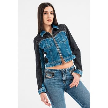 Jacheta de denim cu segmente contrastante Simmy