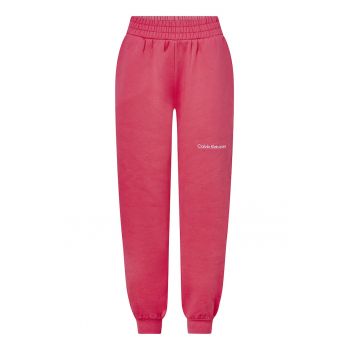 Pantaloni sport crop din amestec de bumbac organic cu talie inalta