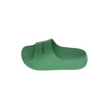 Papuci flatform de cauciuc cu imprimeu logo