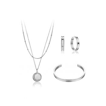 Set de cercei - bratara rigida si colier din otel inoxidabil - 3 piese