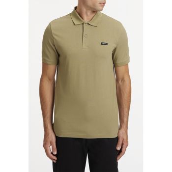 Tricou polo slim fit cu material pique