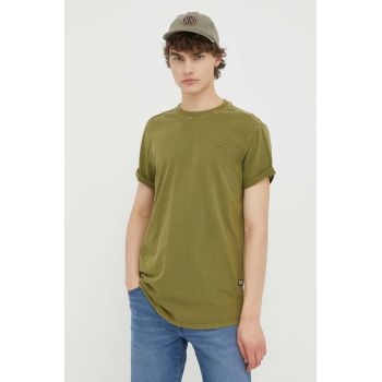 G-Star Raw tricou din bumbac culoarea verde, neted