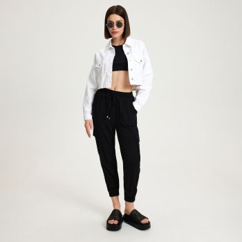 Reserved - Pantaloni jogger cu conținut ridicat de viscoză - Negru