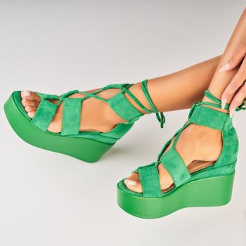 Sandale dama cu platforma Verzi din Piele Ecologica Intoarsa Samai A5505