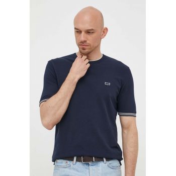 Sisley tricou din bumbac culoarea albastru marin, neted