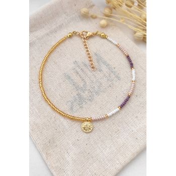 Bratara pentru glezna decorata cu margele miyuki multicolore