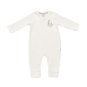 Salopeta cu fermoar Girafa, BabyCosy, 100% bumbac organic, Ecru de firma originala