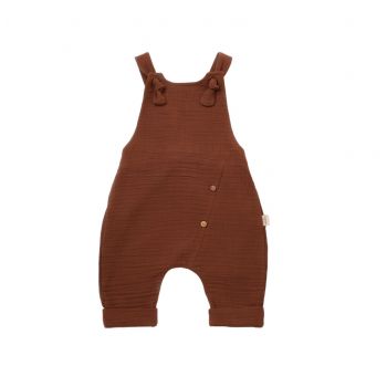 Salopeta de vara cu pantaloni lungi din muselina, BabyCosy, 100%bumbac, caramiziu ieftina