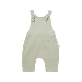 Salopeta de vara cu pantaloni lungi din muselina, BabyCosy, 100% bumbac organic, verde