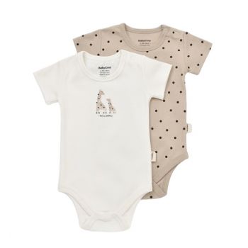 Set 2 body-uri bebe unisex Girafa, BabyCosy, 100% bumbac organic de firma original