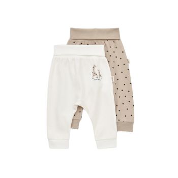 Set 2 pantaloni bebe unisex Girafa, BabyCosy, 100% bumbac organic