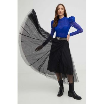 Answear Lab fusta culoarea negru, midi, evazati