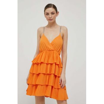 Artigli rochie culoarea portocaliu, mini, evazati