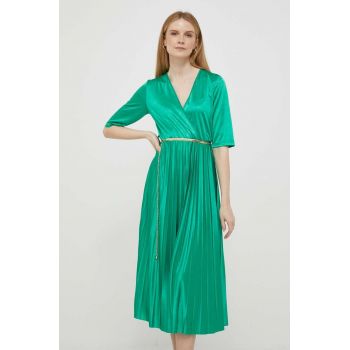 Artigli rochie culoarea verde, midi, evazati