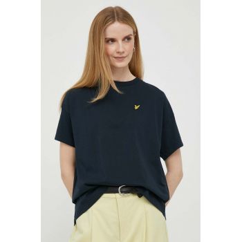 Lyle & Scott tricou din bumbac culoarea albastru marin