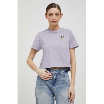 Lyle & Scott tricou din bumbac culoarea violet