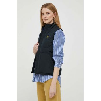 Lyle & Scott vesta femei, culoarea negru, de tranzitie