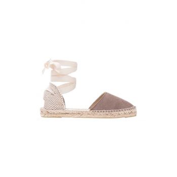 Manebi espadrile din piele intoarsa Flat Valenciana Espadrilles culoarea maro, K 1.9 P0