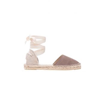 Manebi espadrile din piele întoarsă Flat Valenciana Espadrilles culoarea maro K 1.9 P0