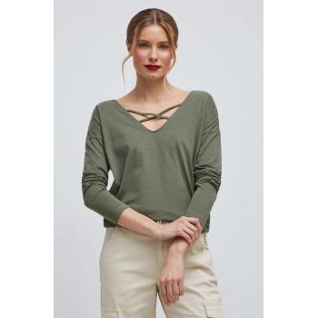 Medicine longsleeve din bumbac culoarea verde