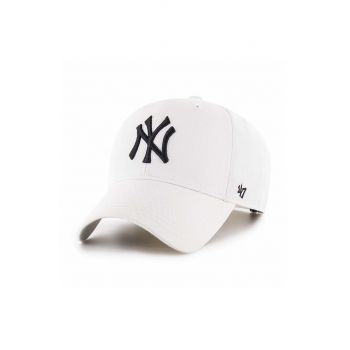 47brand șapcă de baseball din bumbac MLB New York Yankees culoarea alb, cu imprimeu