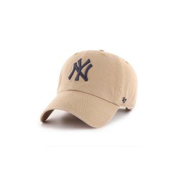 47brand șapcă de baseball din bumbac MLB New York Yankees culoarea bej, cu imprimeu