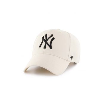 47brand șapcă din amestec de lână MLB New York Yankees culoarea bej, cu imprimeu  B-MVPSP17WBP-NT