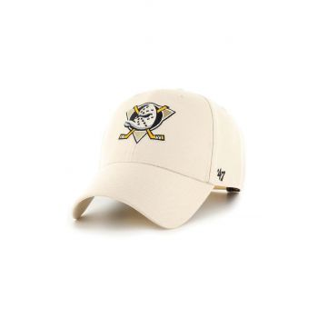 47brand șapcă din amestec de lână NHL Anaheim Ducks culoarea bej, cu imprimeu