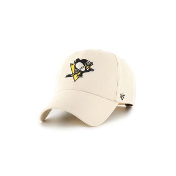 47brand șapcă din amestec de lână NHL Pittsburgh Penguins culoarea bej, cu imprimeu de firma originala