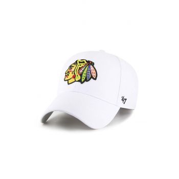 47brand sapca NHL Chicago Blackhawks culoarea alb, cu imprimeu