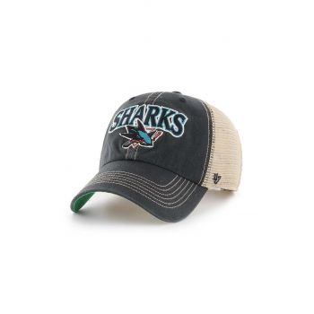 47brand sapca NHL San Jose Sharks culoarea negru, cu imprimeu