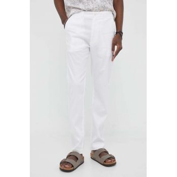 Drykorn pantaloni din in Krew_2 culoarea alb, drept