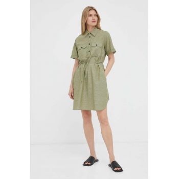 G-Star Raw rochie din amestec de in culoarea verde, mini, evazati