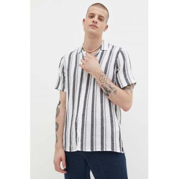 Hollister Co. camasa din amestec de in culoarea alb, regular