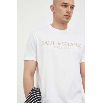 Paul&Shark tricou din bumbac culoarea alb, cu imprimeu