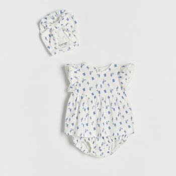 Reserved - Set din bumbac, cu model floral - Ivory