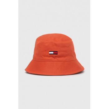 Tommy Jeans palarie din bumbac culoarea portocaliu, bumbac