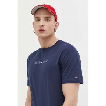 Tommy Jeans tricou din bumbac culoarea albastru marin, modelator