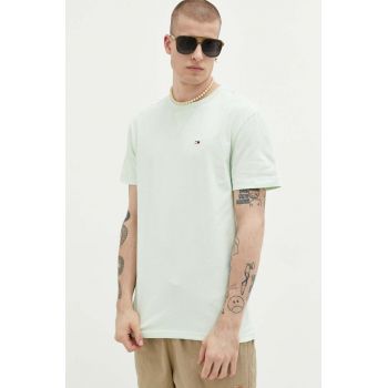 Tommy Jeans tricou din bumbac culoarea verde, cu imprimeu