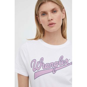 Wrangler tricou din bumbac culoarea alb