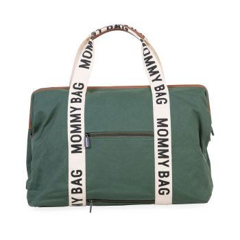 Geanta de infasat Childhome Mommy Bag Signature verde de firma original