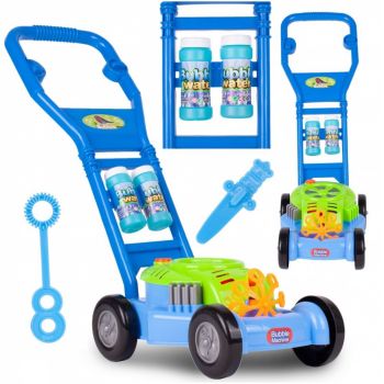 Masina de tuns iarba Bubbles, genereaza baloane din sapun, cu Muzica si 2 rezerve 118ml incluse, 26 x 17cm, Blue