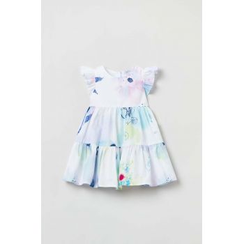 OVS rochie din bumbac pentru bebeluși culoarea alb, mini, evazati ieftina